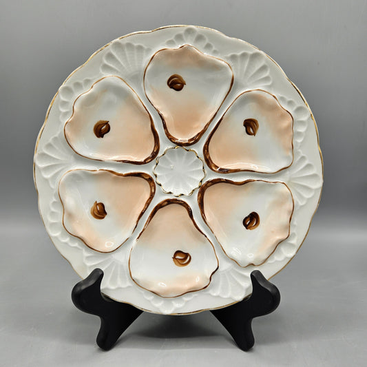 Vintage Hand Painted Peach/Pink Oyster Plate