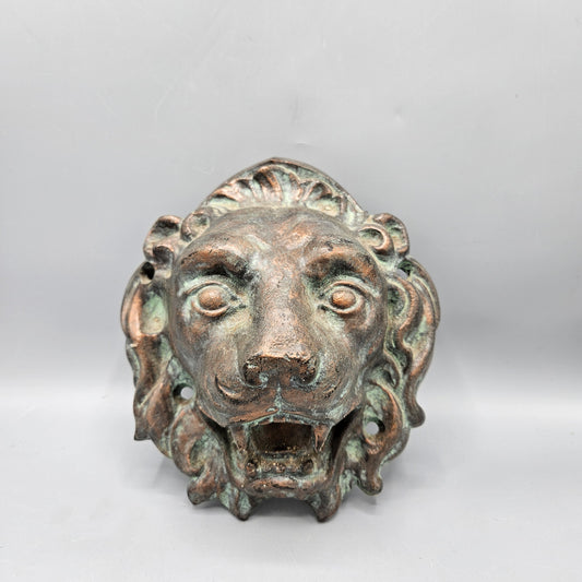 Vintage Cast Bronze Lion Head Wall Mounted Fountain Plate