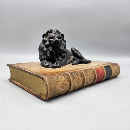 Vintage Decorative Faux Book with Metal Lion