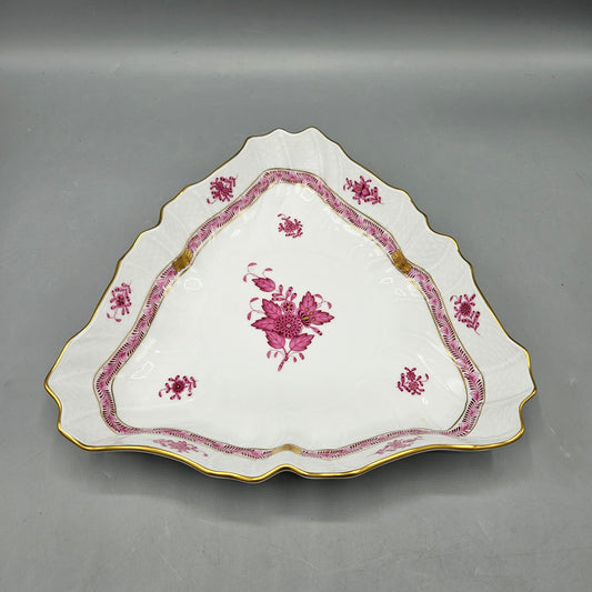 Vintage Herend Chinese Bouquet Raspberry Triangle Dish