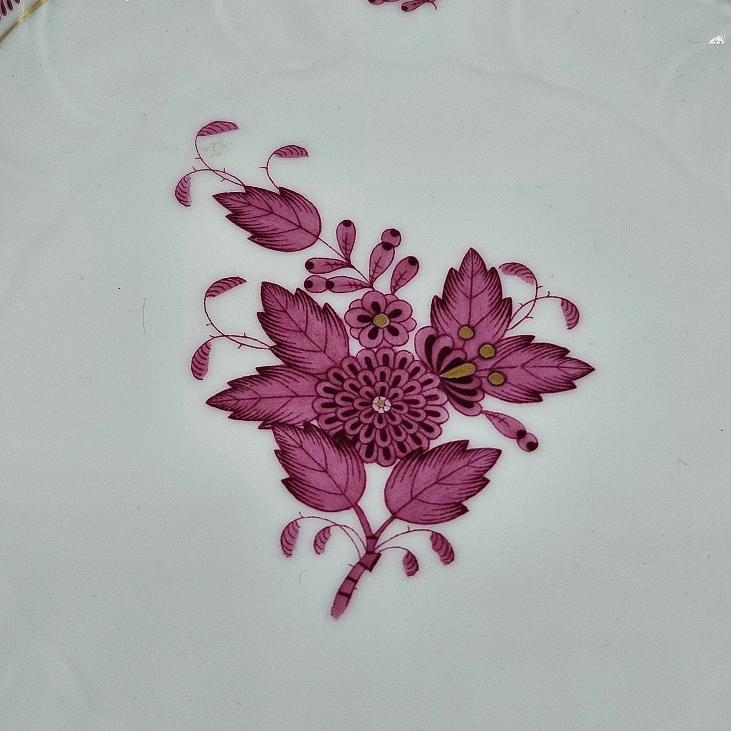 Vintage Herend Chinese Bouquet Raspberry Triangle Dish