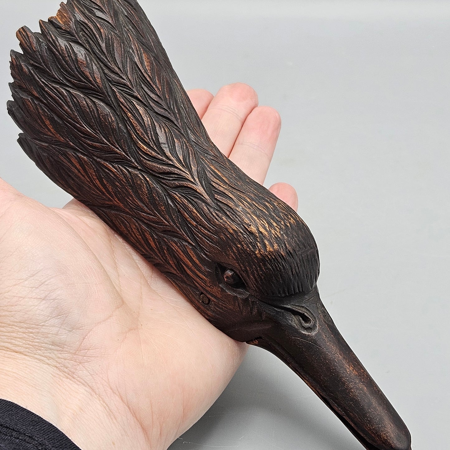 Antique Carved Wooden Bird Head Black Forest Paper Clip Letter Holder