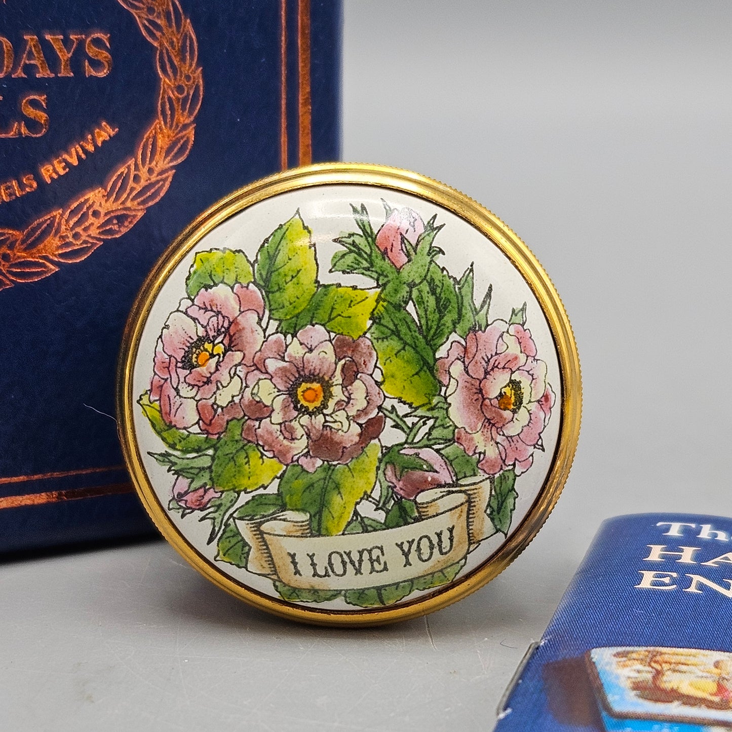 Vintage "I Love You" Halcyon Days Enamel Trinket Box