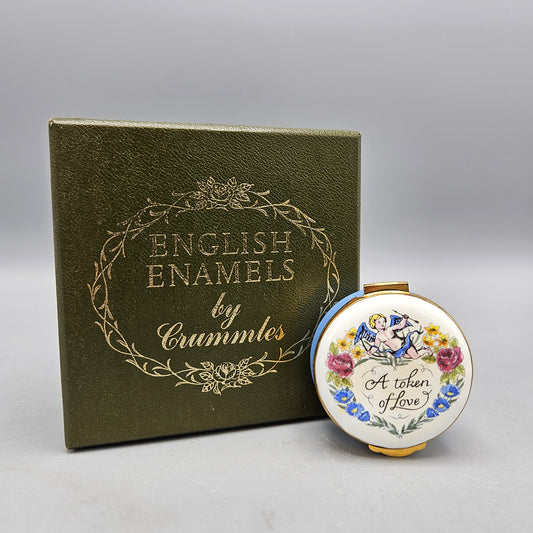 Vintage Crummles Enamel "A Token of Love" Trinket Box