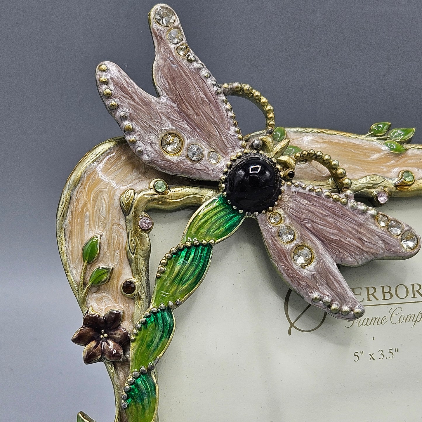Jay Strongwater Style Jeweled Dragonfly Enamel Picture Frame