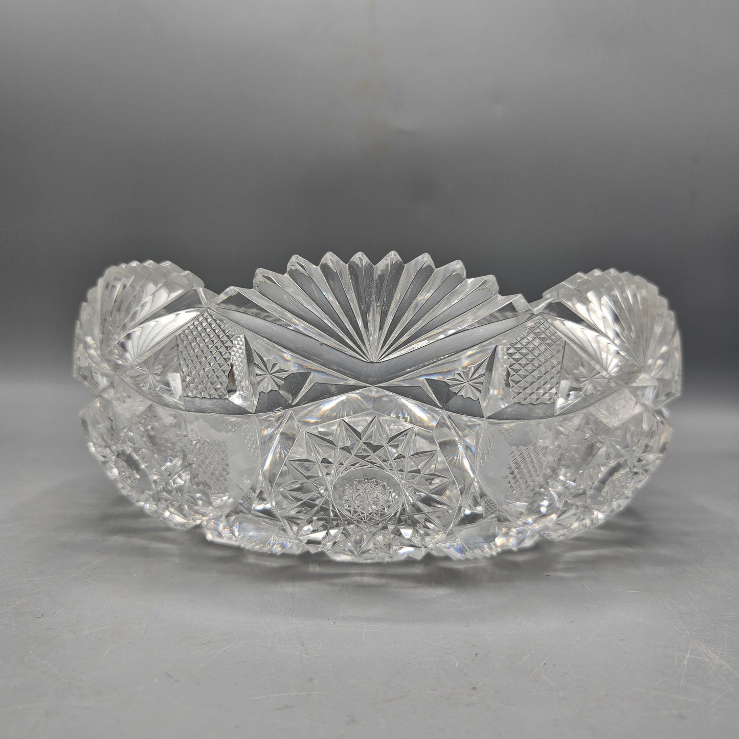 Beautiful Vintage American Cut Glass Crystal Low Bowl