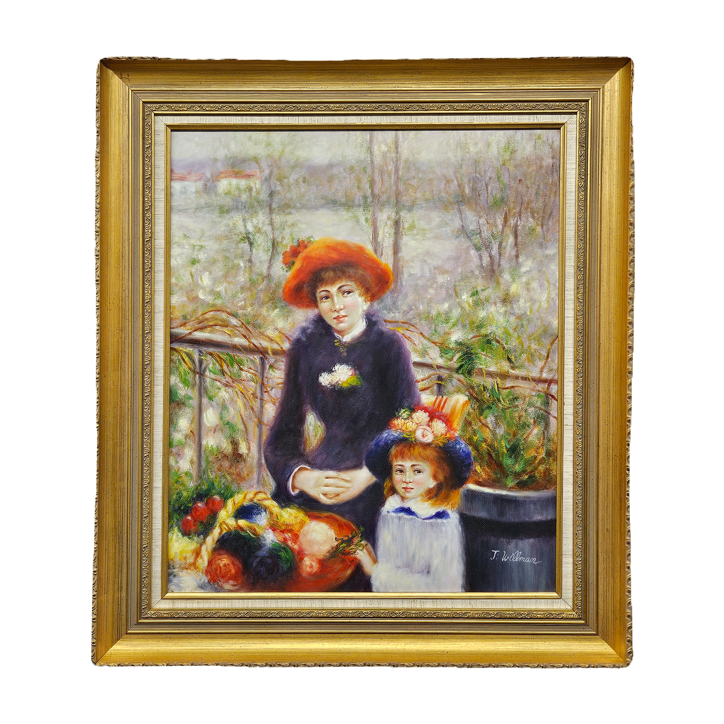 Reproduction of Pierre Auguste Renoir "Two Sisters on the Terrace" Oil on Canvas Painting