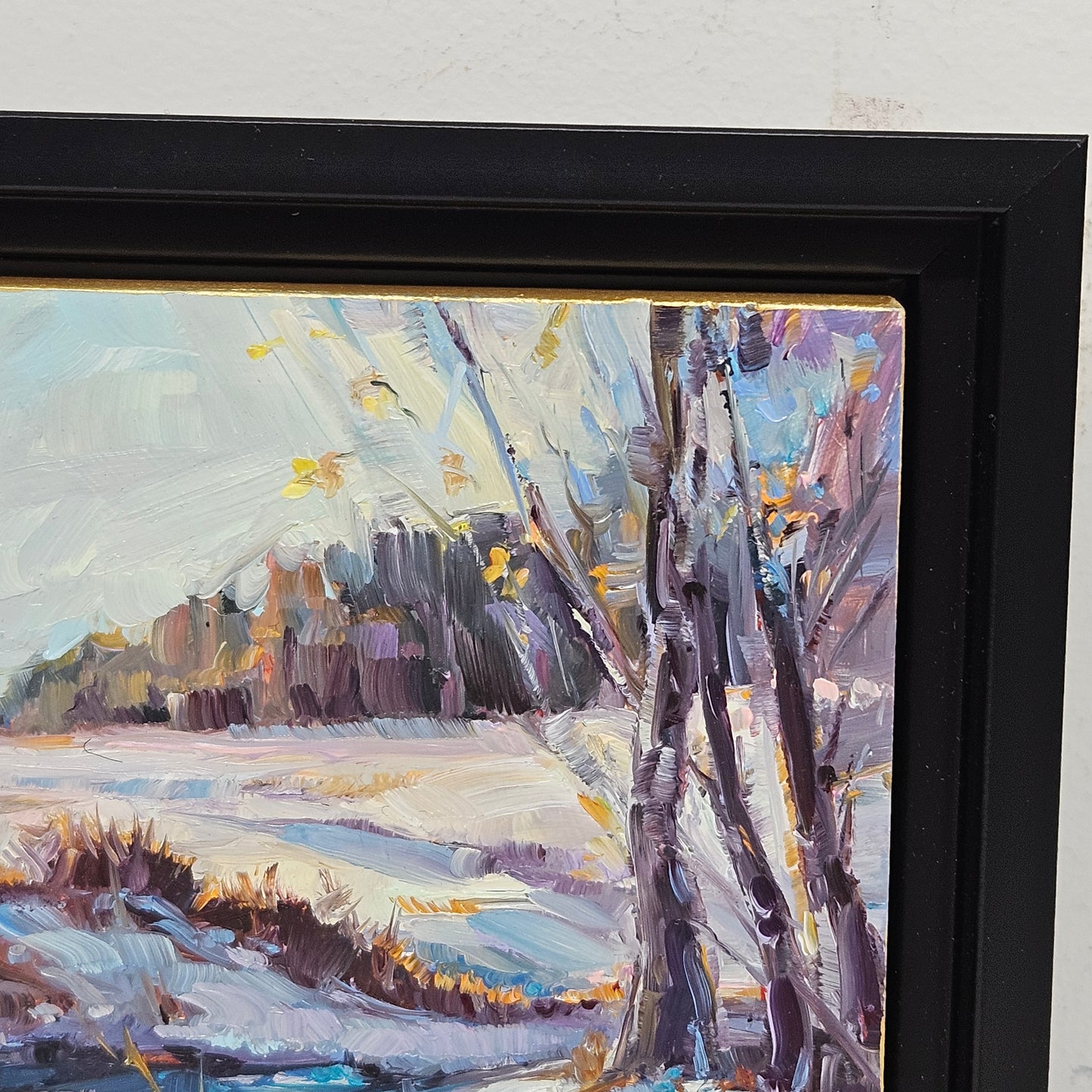 Wonderful Signed Miniature Oil on Board Painting of Snowy Landscape