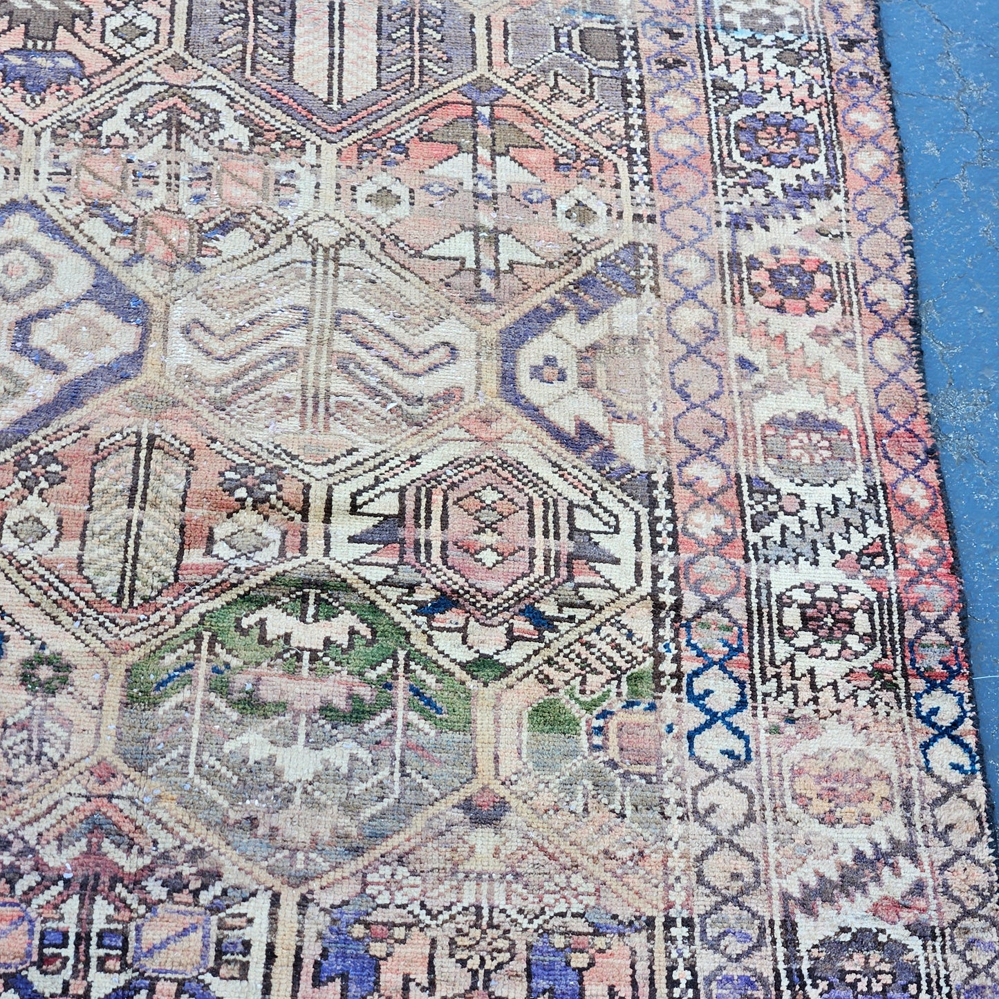 Antique 100% Wool Hand Knotted Brown Rug / Carpet - 4' 8" x 9' 5"