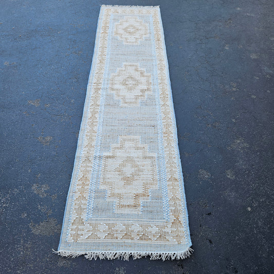 100% Wool Hand Knotted Flat Weave Runner - 2' 7" x 10' 2"