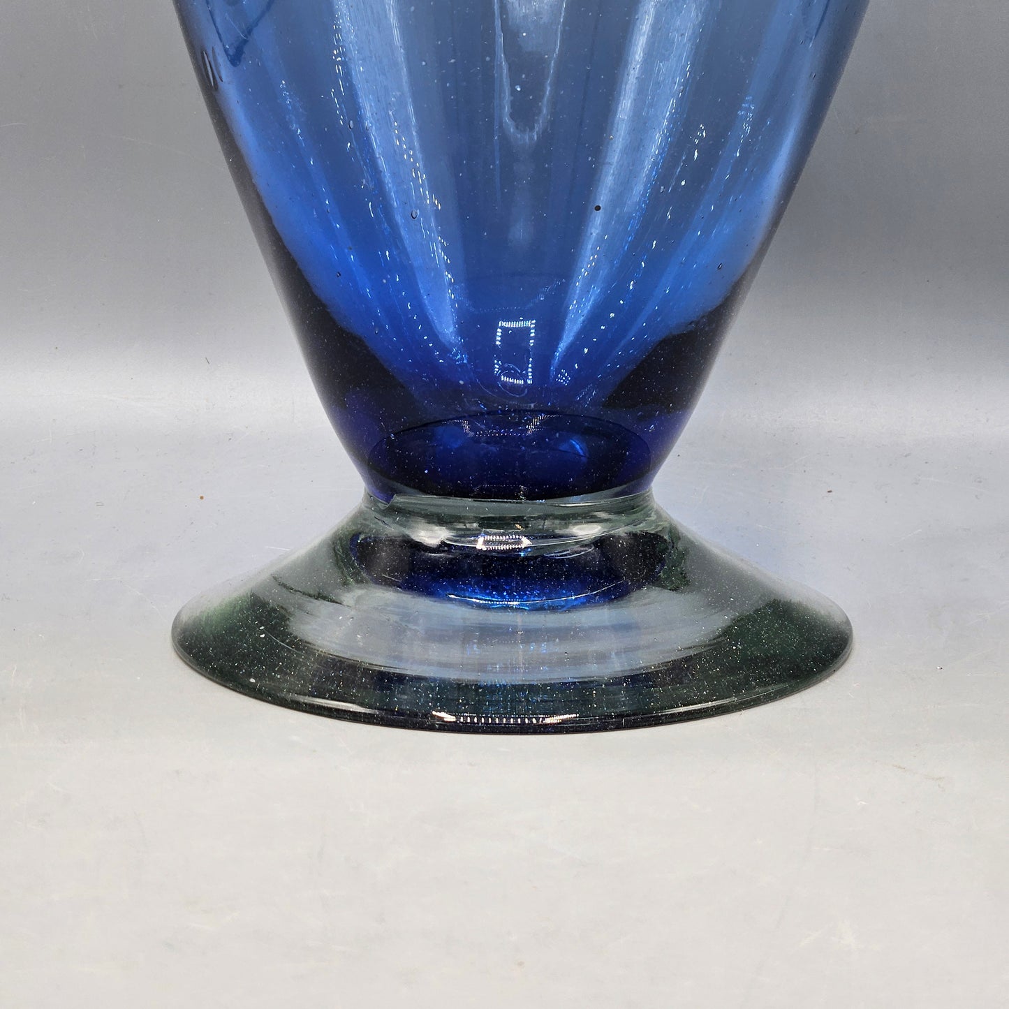 Large Handblown Blue Glass Vase with Handles