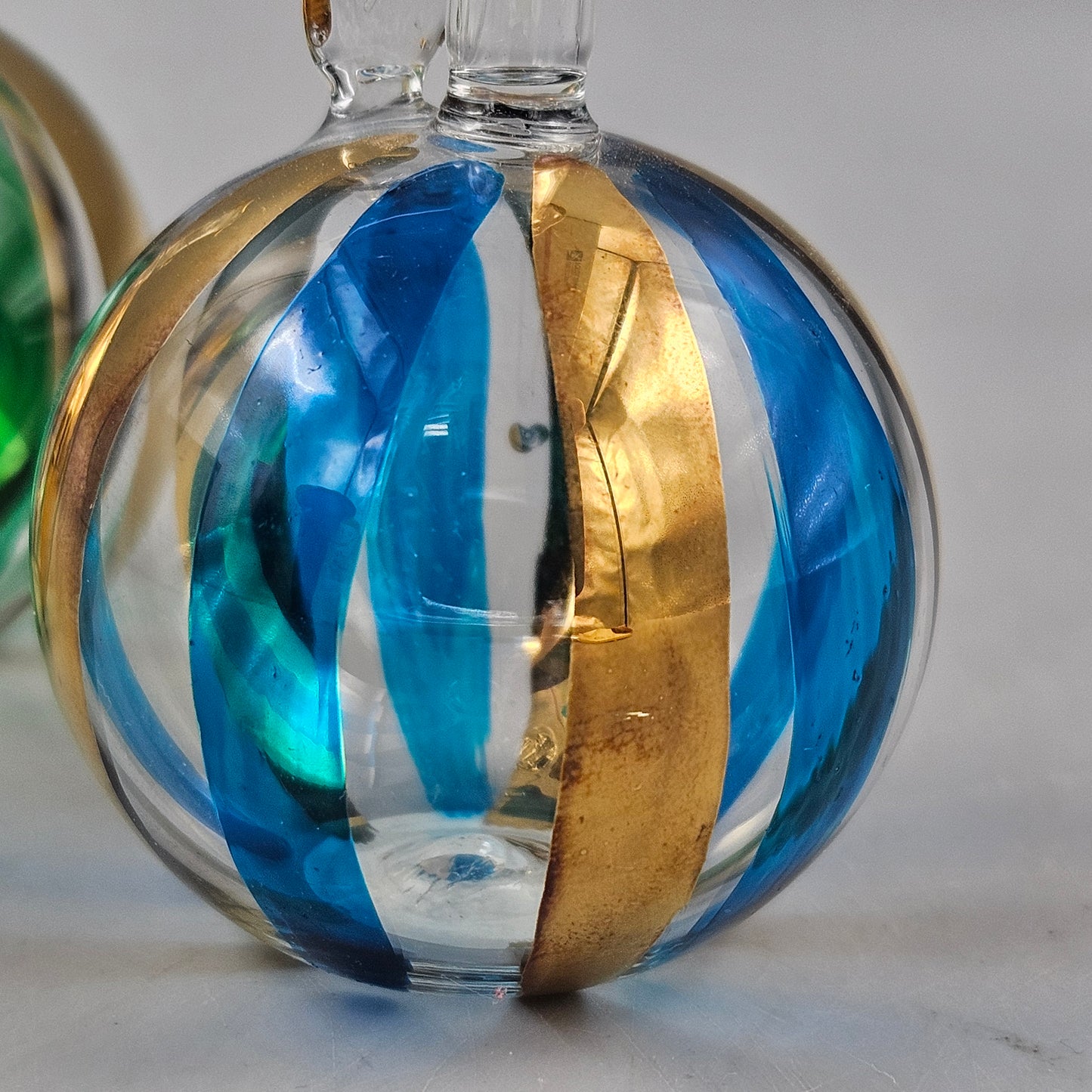 Pair of Beautiful Hand Painted Glass Perfume Bottles by Vietri