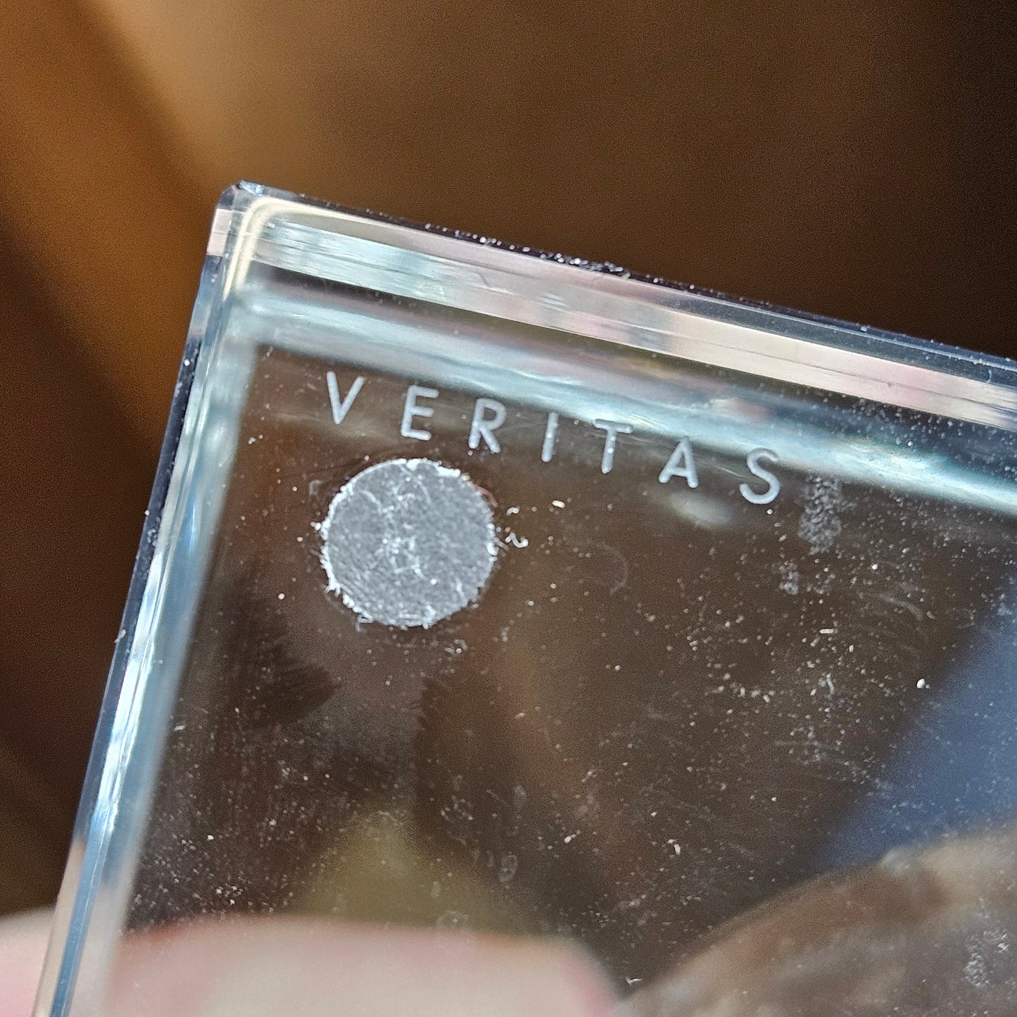 Veritas Clear Handmade Decorative Art Glass Diamond Etched Square Convex Bowl with Original Box