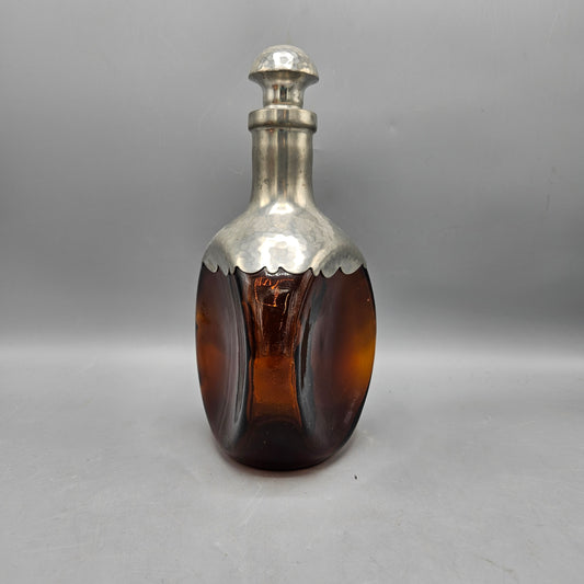 Vintage Royal Holland Daalderop Amber Glass and Pewter Decanter