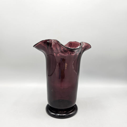 Vintage  Handblown Art Glass Amethyst Handkerchief Vase