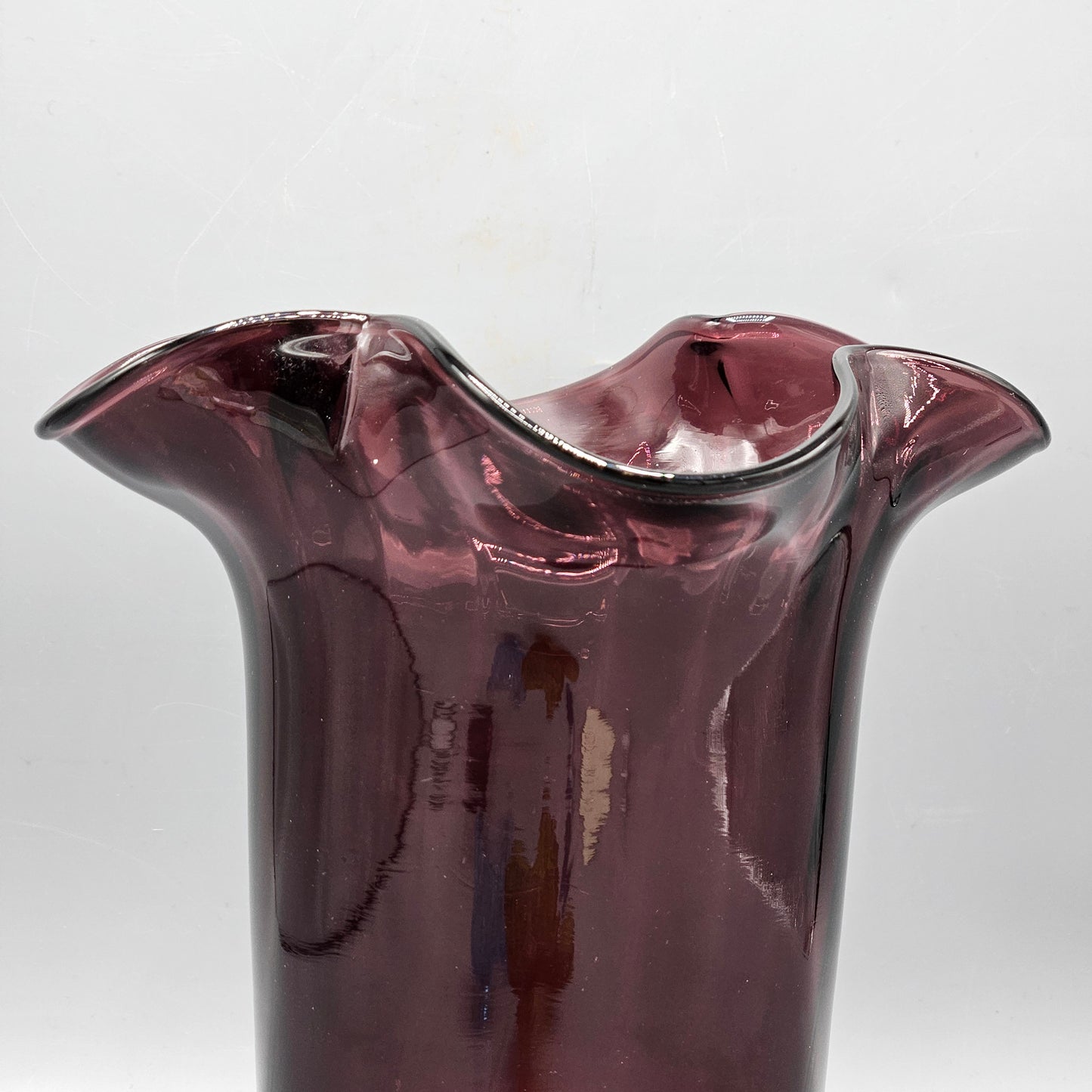 Vintage  Handblown Art Glass Amethyst Handkerchief Vase