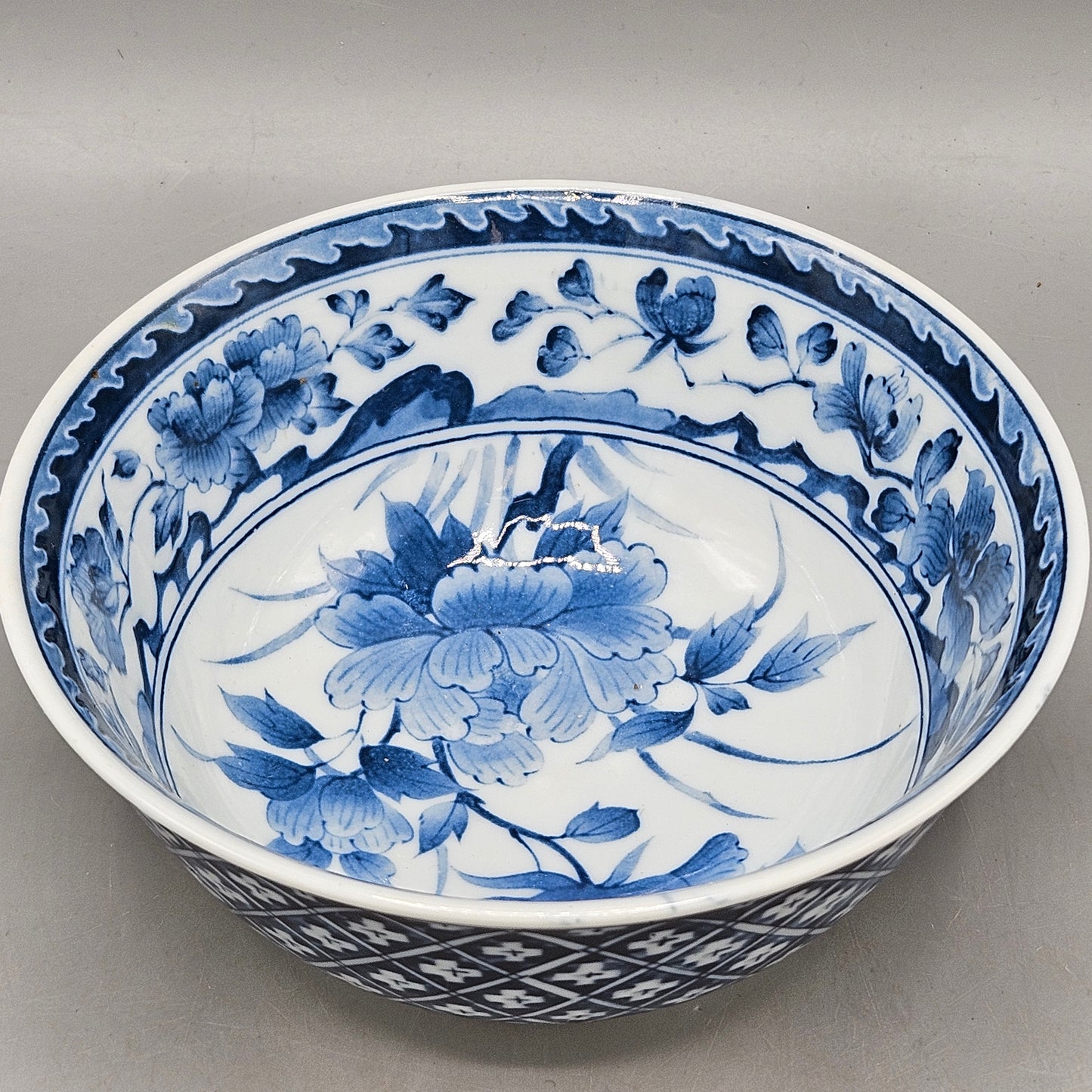 Vintage Porcelain Blue and White Flowers Bowl Made in Japanese
