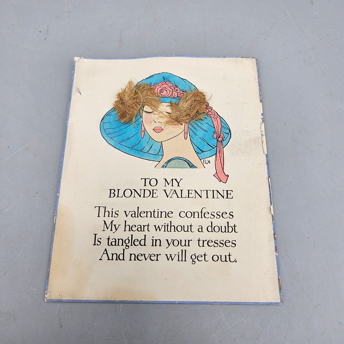 Adorable Vintage Valentine Card "To My Blonde Valentine"
