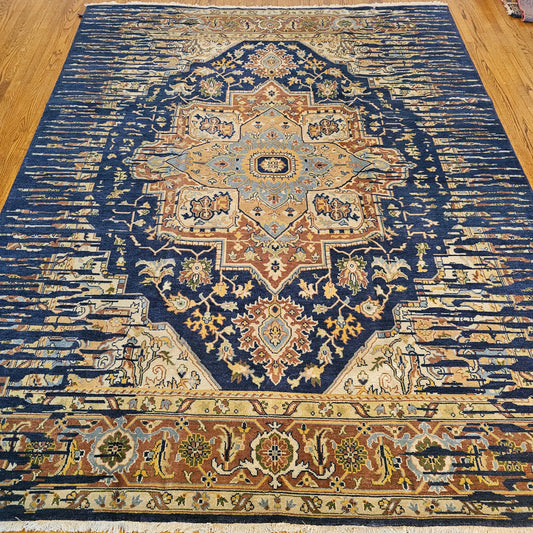 Hand Knotted 100% Wool Blue Carpet  Rug 8' x 10'