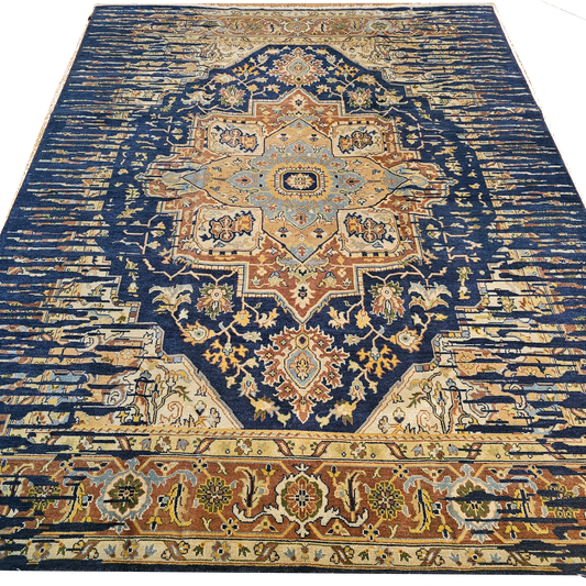 Hand Knotted 100% Wool Blue Carpet Rug 8' x 10'