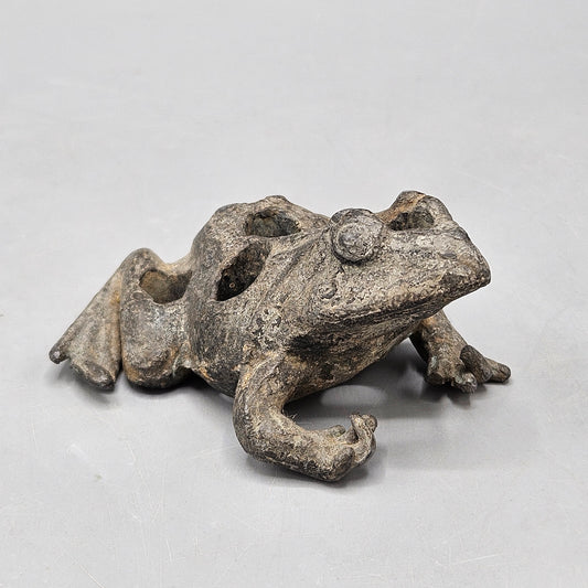 Cast Iron Frog Flower Frog Figure
