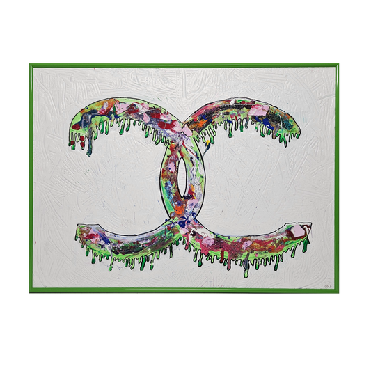 Graffiti Style Chanel Pop Art Painting in Green Frame