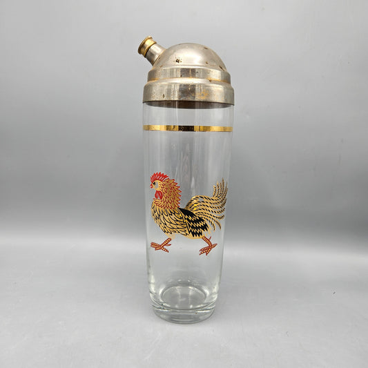 Vintage Glass Rooster Cocktail Shaker