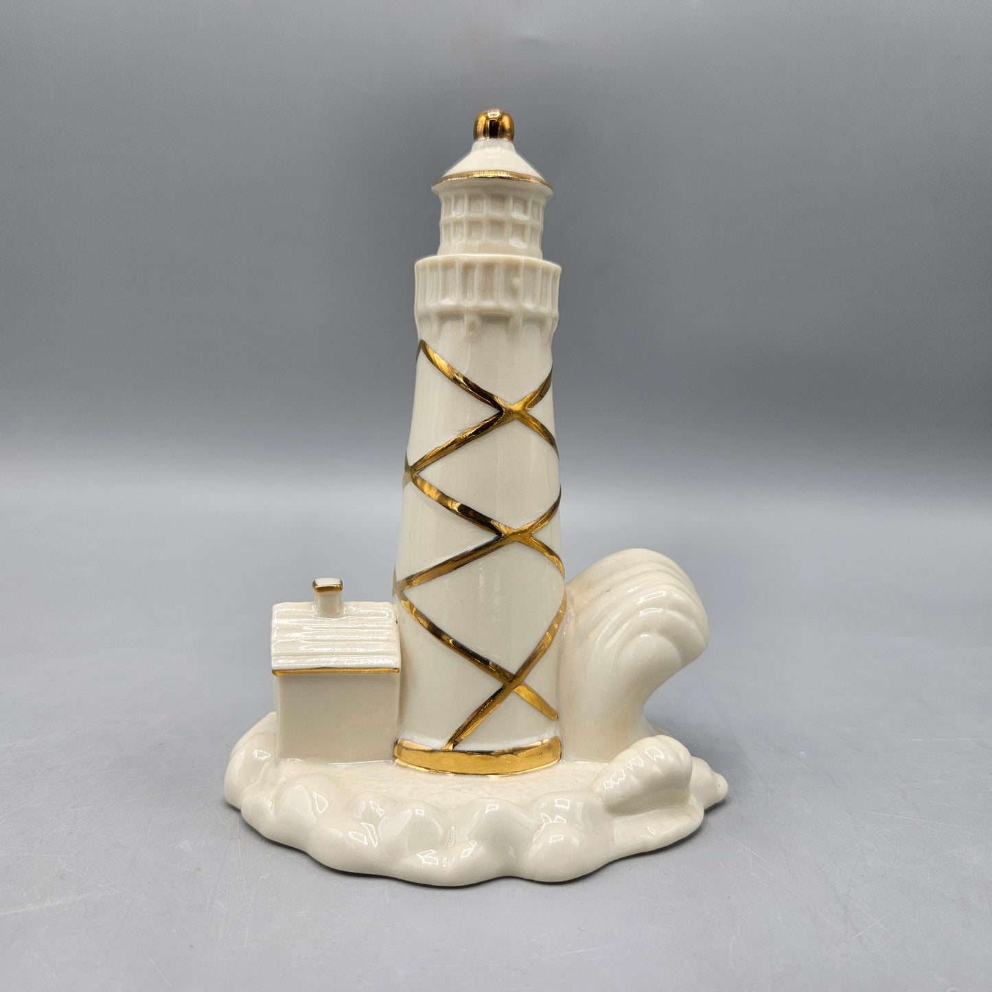 Vintage Lenox Lighthouse with Crashing Wave Ivory Gold Trim