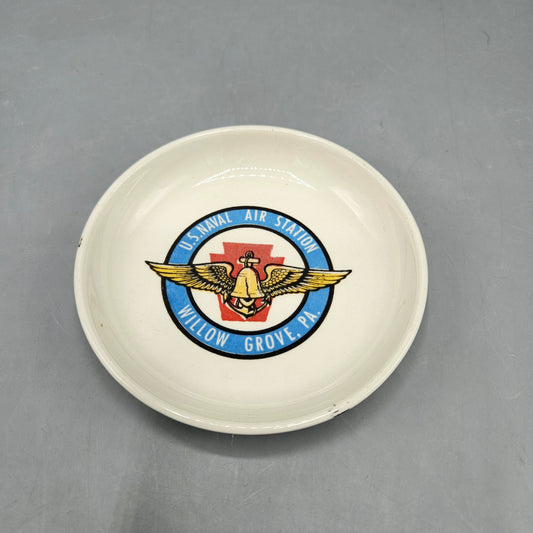 Vintage US Naval Air Station Willow Grove, PA Ceramic Ashtray