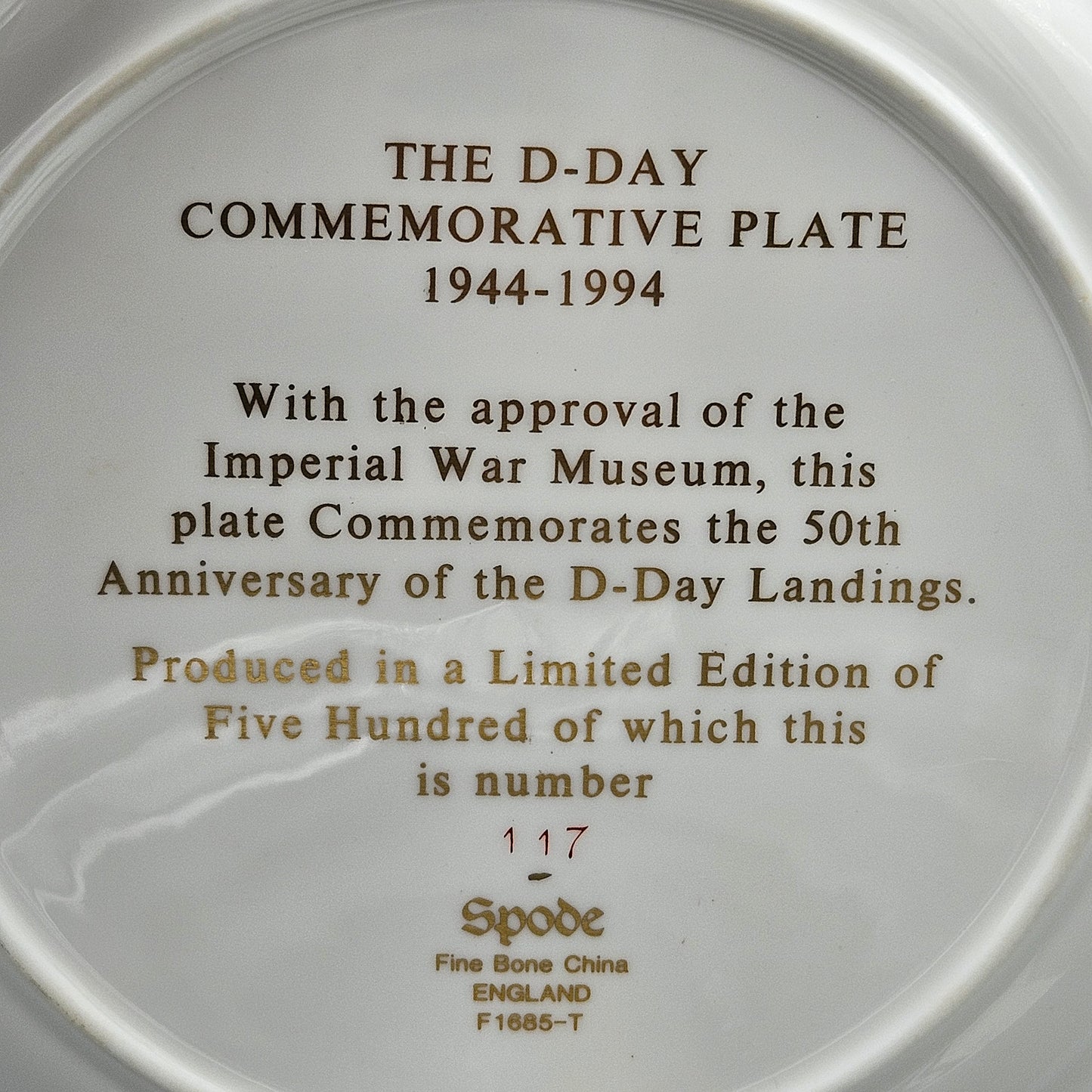 Vintage Spode D-Day Commemorative Limited Edition Plate with Box