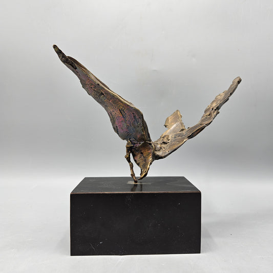 Unique Judith Brown Signed Modernist Original Bronze Bird Sculpture Abstract Organic Form
