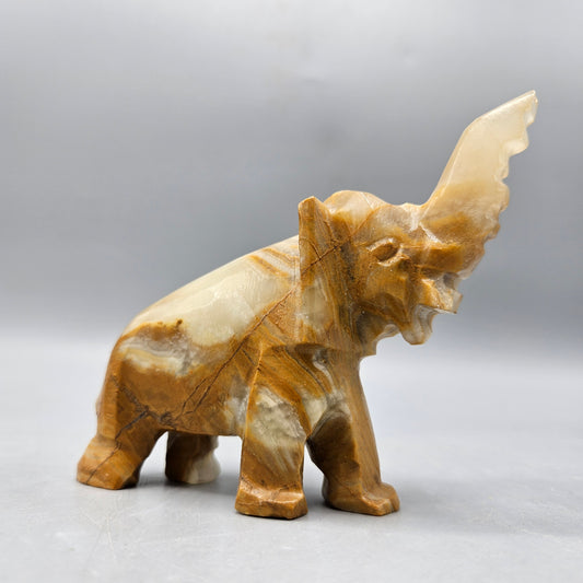 Vintage Hand Carved Alabaster Elephant Figurine Paperweight