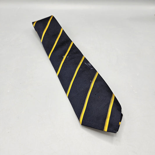 Vintage Navy Blue & Yellow Striped Union League Tie