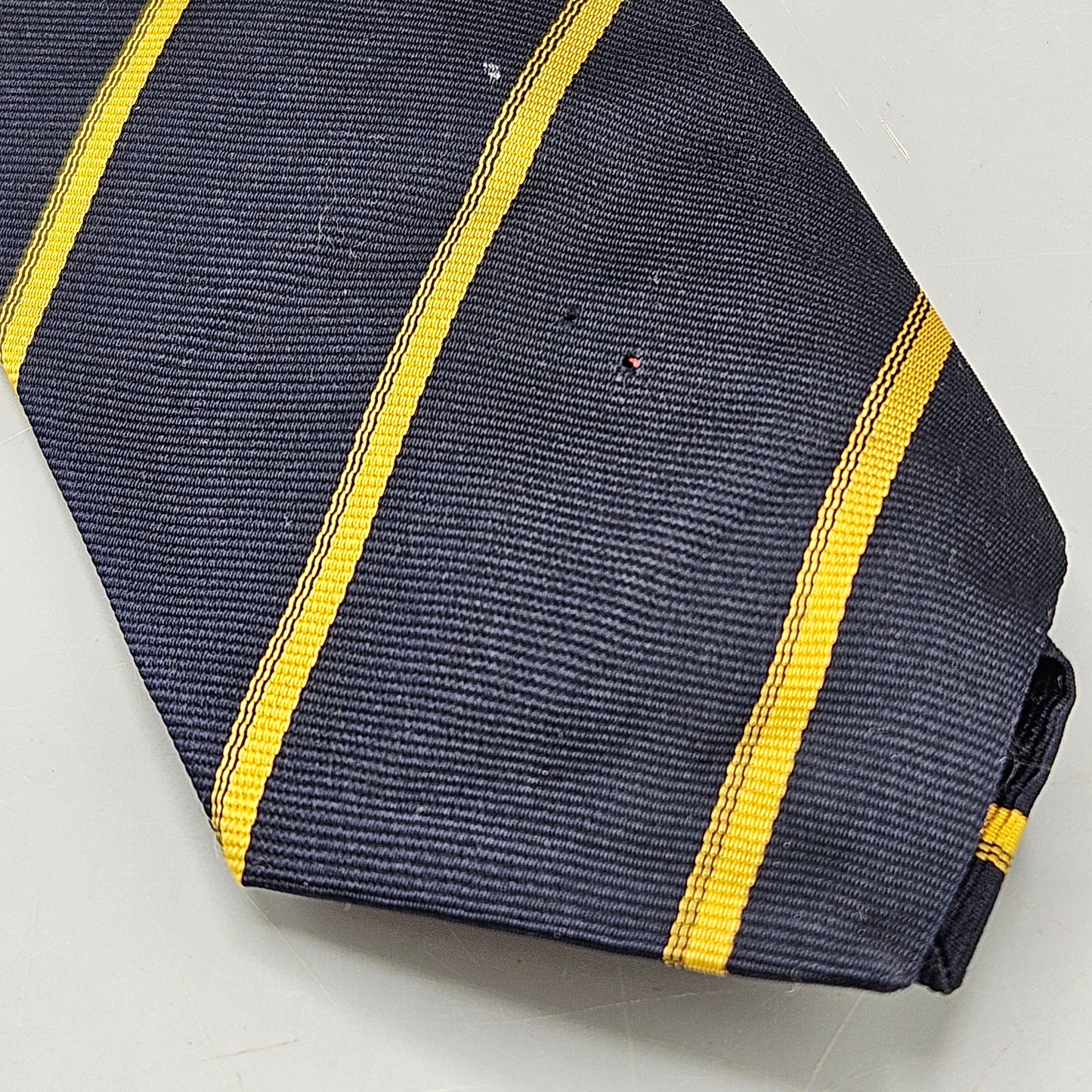 Vintage Navy Blue & Yellow Striped Union League Tie