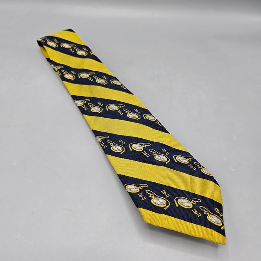 Vintage Navy Blue & Yellow Striped Union League Tie by Ben Silver