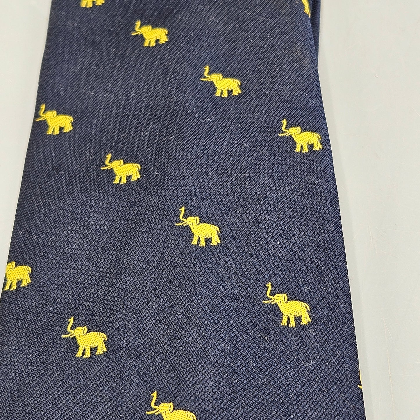 Vintage Navy Blue Union League Tie with Elephants