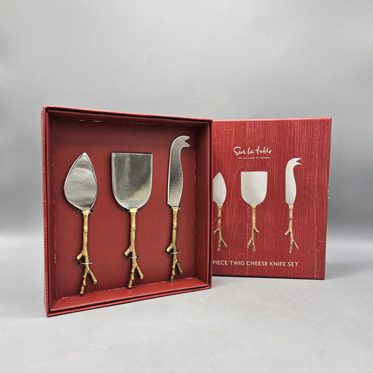 Sur la Table 3-Piece Twig Cheese Knife Set in Box