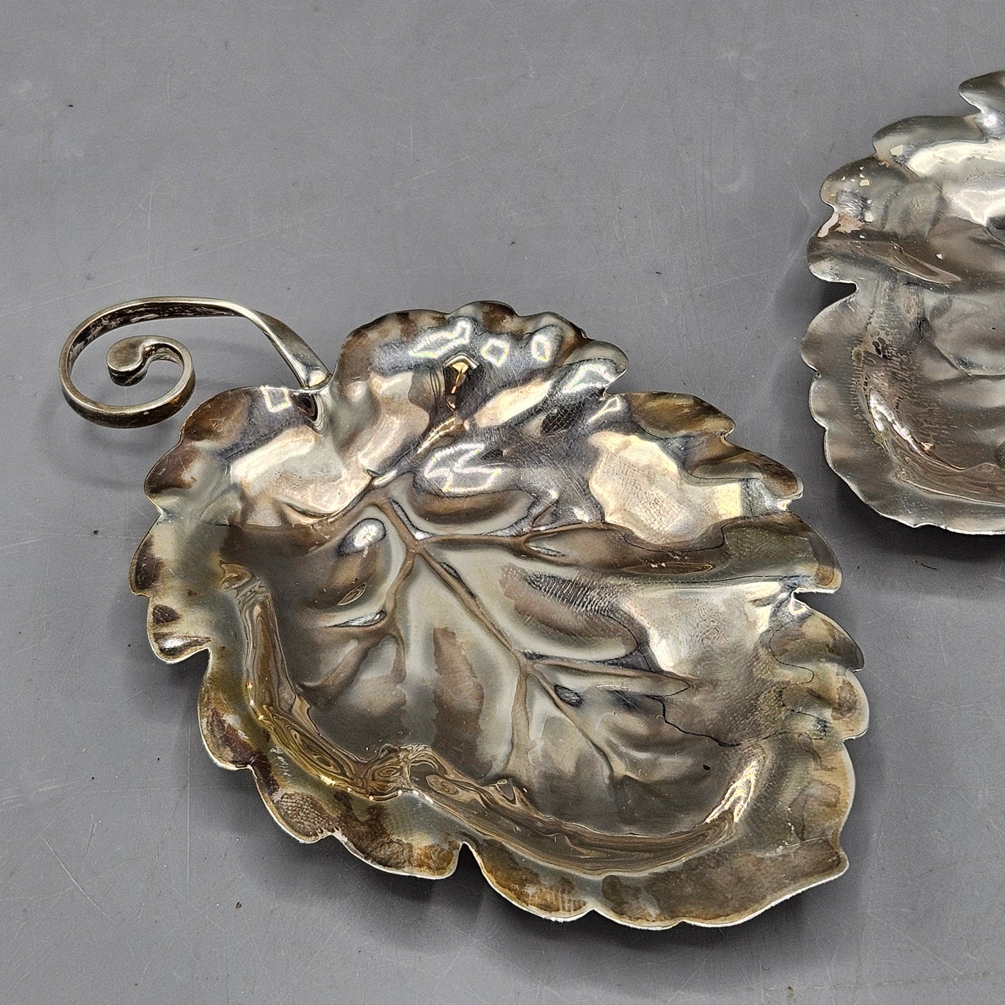 Pair of Sterling Silver Leaf Dishes
