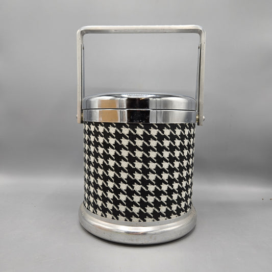 Vintage Elco Houndstooth Ice Bucket with Swinging Lid