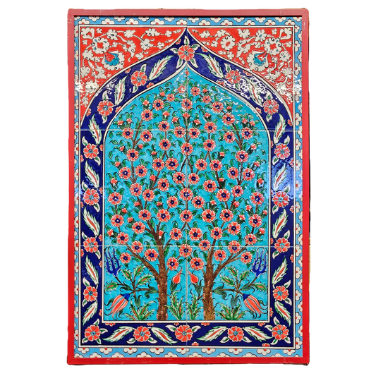 Vintage Iznik Turkish Tile Panel of Trees