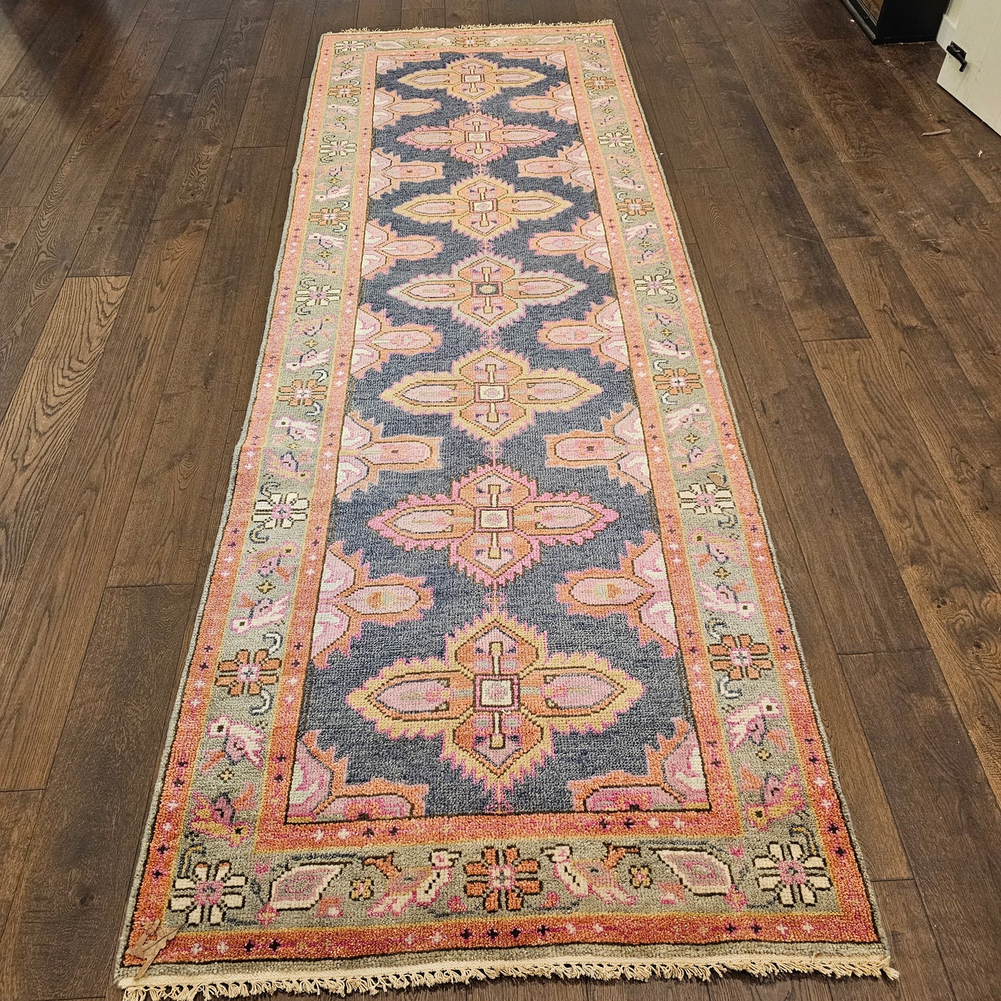 100% Wool Hand Knotted Multi Colored Runner Rug ~ 4' 1" x 12'
