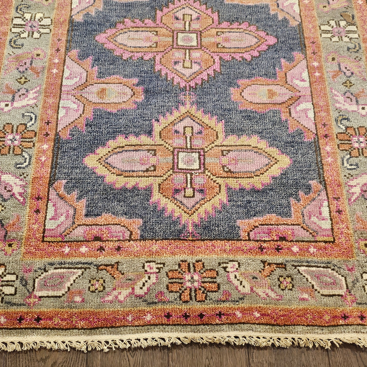 100% Wool Hand Knotted Multi Colored Runner Rug ~ 4' 1" x 12'