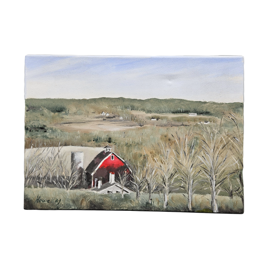 Wonderful Artist Signed Unframed Oil Painting on Canvas of Farm Landscape