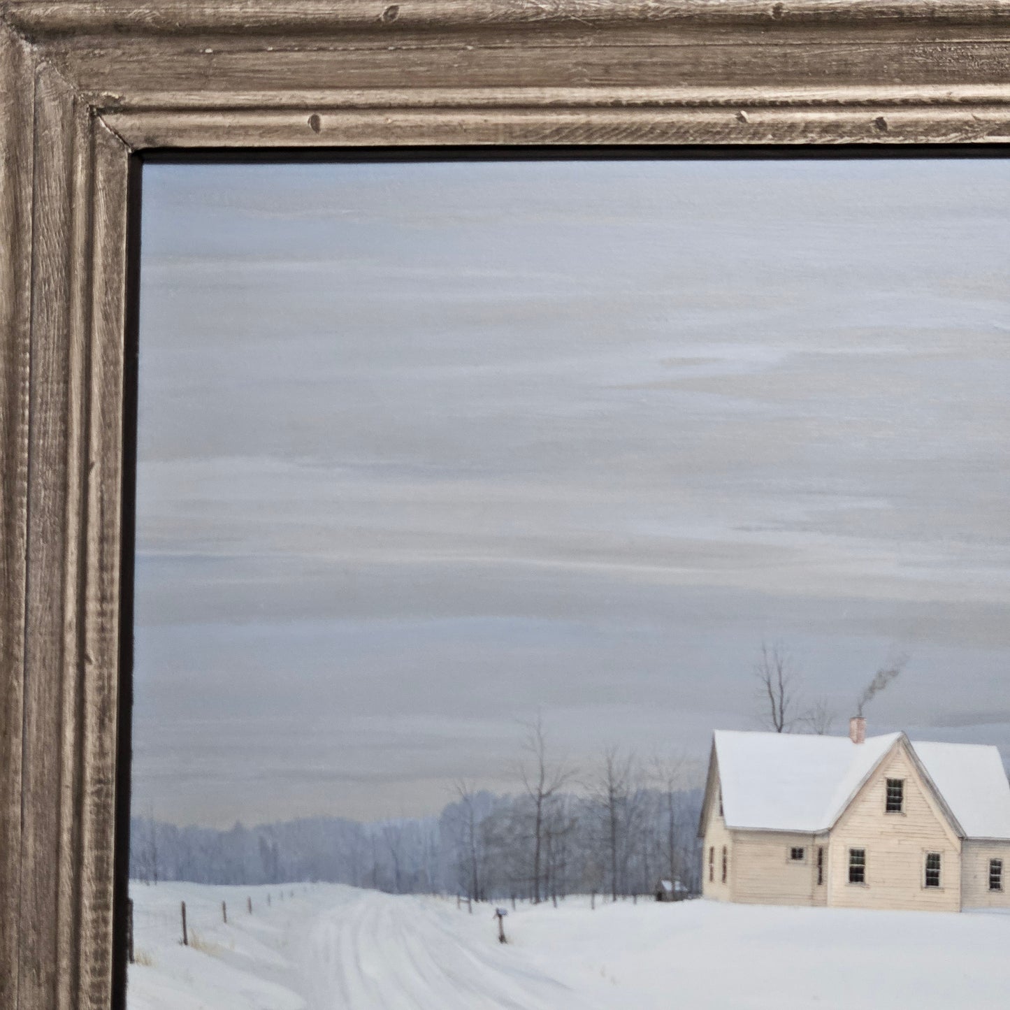 Vintage Darell Koons Acrylic on Panel Painting " Winter Farm Near Three Rivers, Mich"