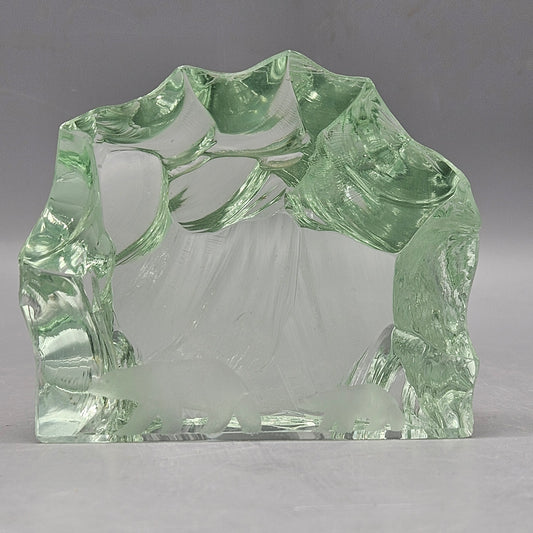 Kosta Boda Vicke Lindstrand Crystal Cut Art Glass Ice Block Sculpture with Polar Bears