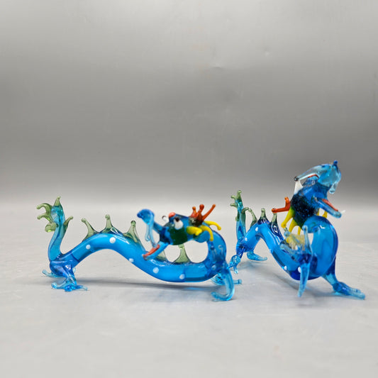 Pair of Art Glass Chinese Dragon Sea Serpent