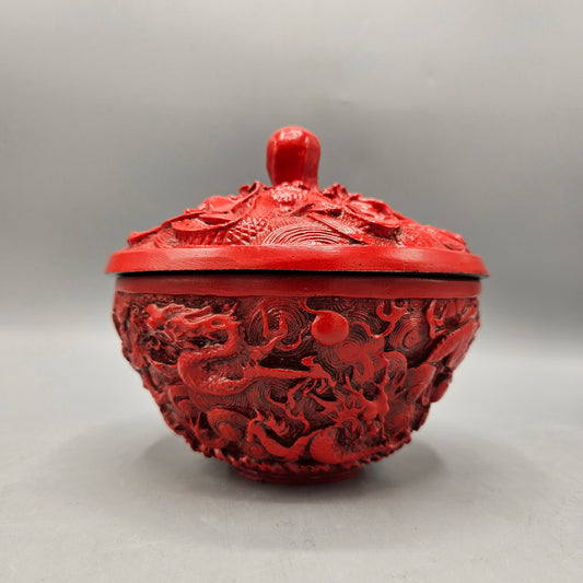 Red Lacquered Trinket Box with Lid