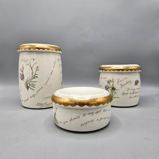 Set of 3 Kohler Artist Edition Porcelain Vanity Canister Set with Flowers