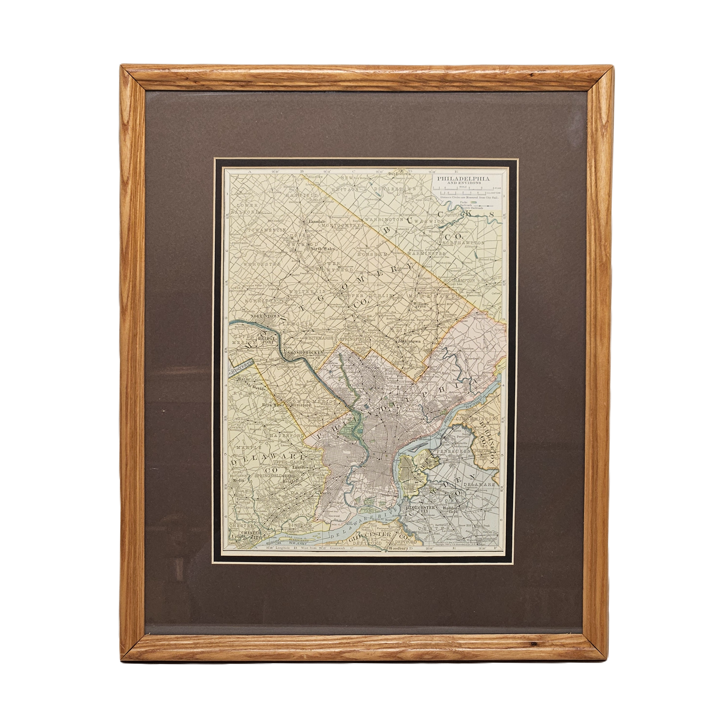 Antique Framed Map of Philadelphia Pennsylvania