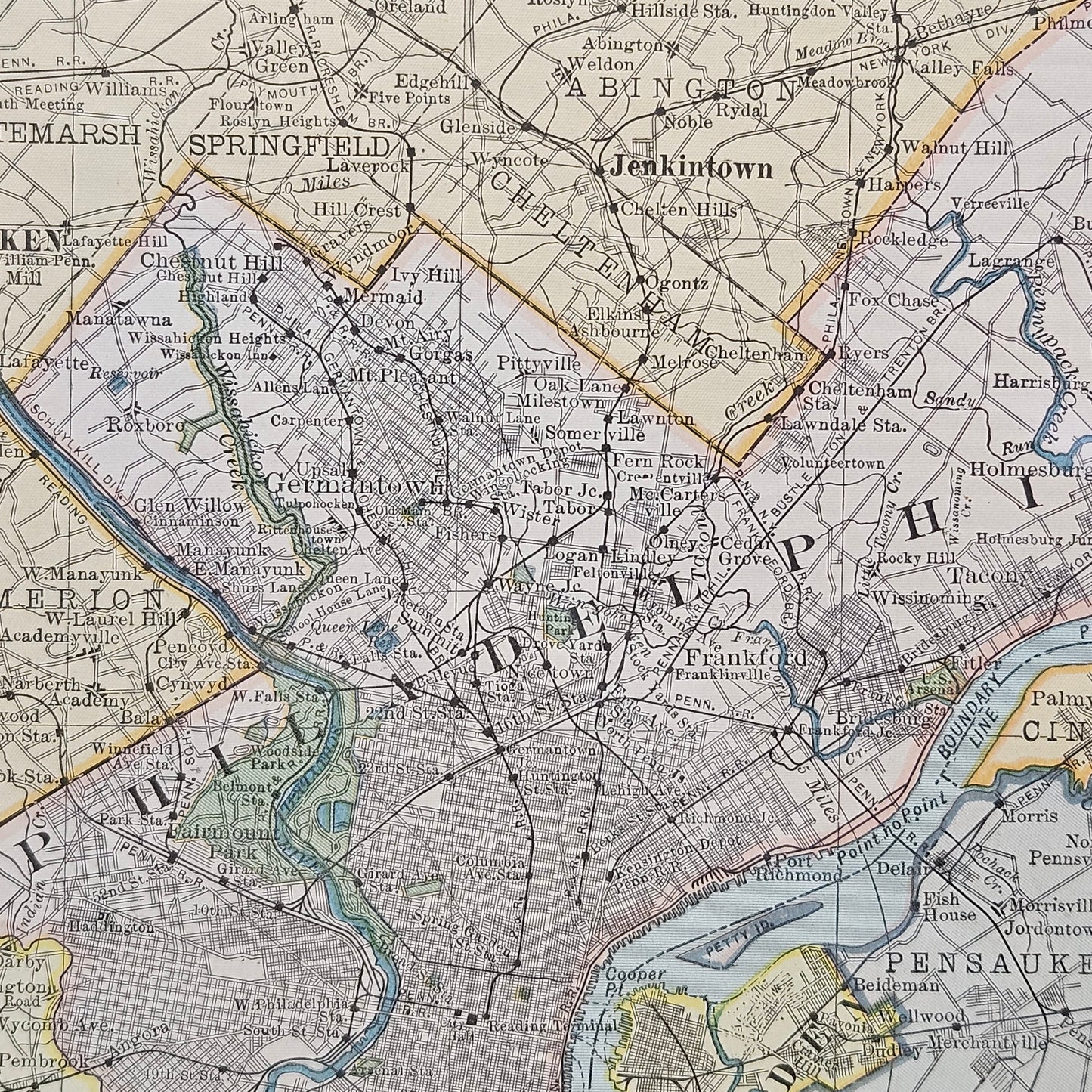 Antique Framed Map of Philadelphia Pennsylvania